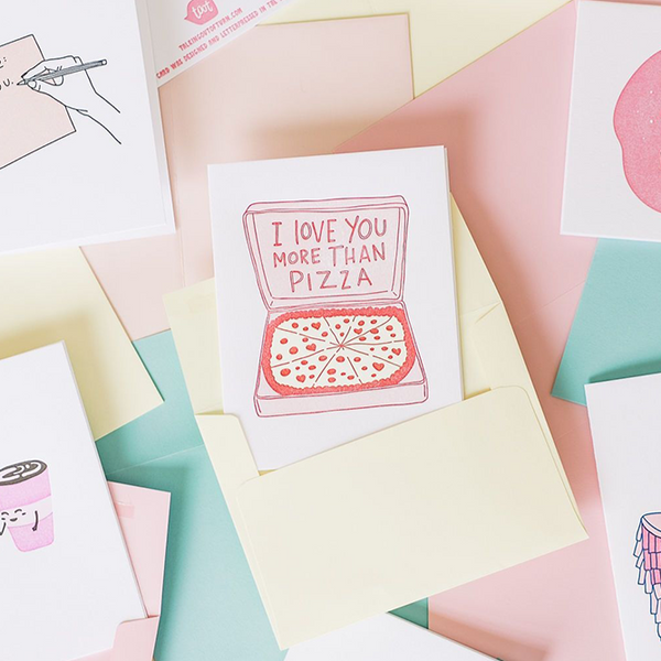 Pile of cute greeting cards, baby cards, and love cards.
