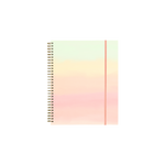 Rainbow ombre notebook planner with a spiral spine.