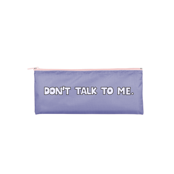 periwinkle pouch that says don't talk to me