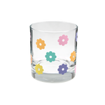 Colorful small daisys individual rocks glass