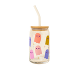 Can Glass with Ghoul Gang, Multicolored Ghosts with heart eyes