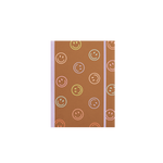 Brown colorful smiley pattern with a purple strap notebook