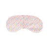 a pink weighted eye mask with assorted color tiny hearts