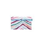 small  tarpaulin pouch with sky blue front zipper and a cute and colorful animal print. - - wild stripes