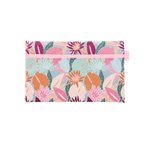 Large  tarpaulin pouch with blush pink front zipper and a cute floral print. - - floral days 